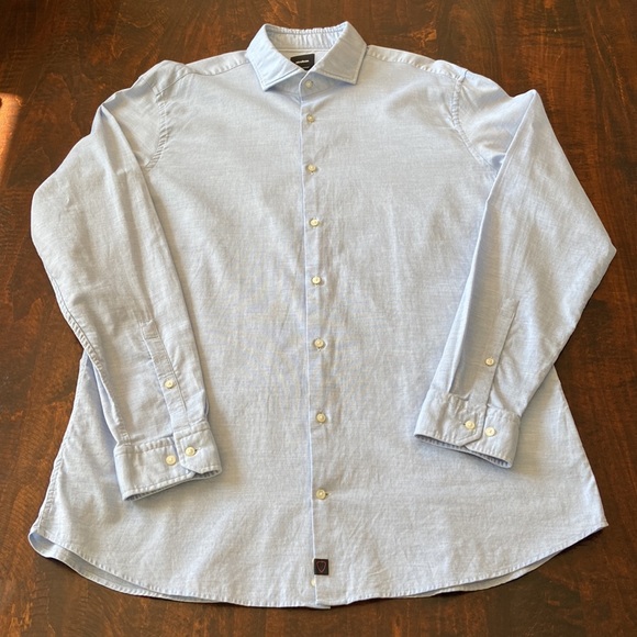 Strellson Sereno Slim-Fit Long-Sleeve Shirt Light Blue Size 17 - Picture 4 of 16